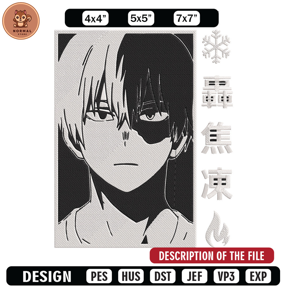 Shouto poster Embroidery Design, Mha Embroidery, Embroidery File, Anime Embroidery, Anime shirt, Digital download.jpg