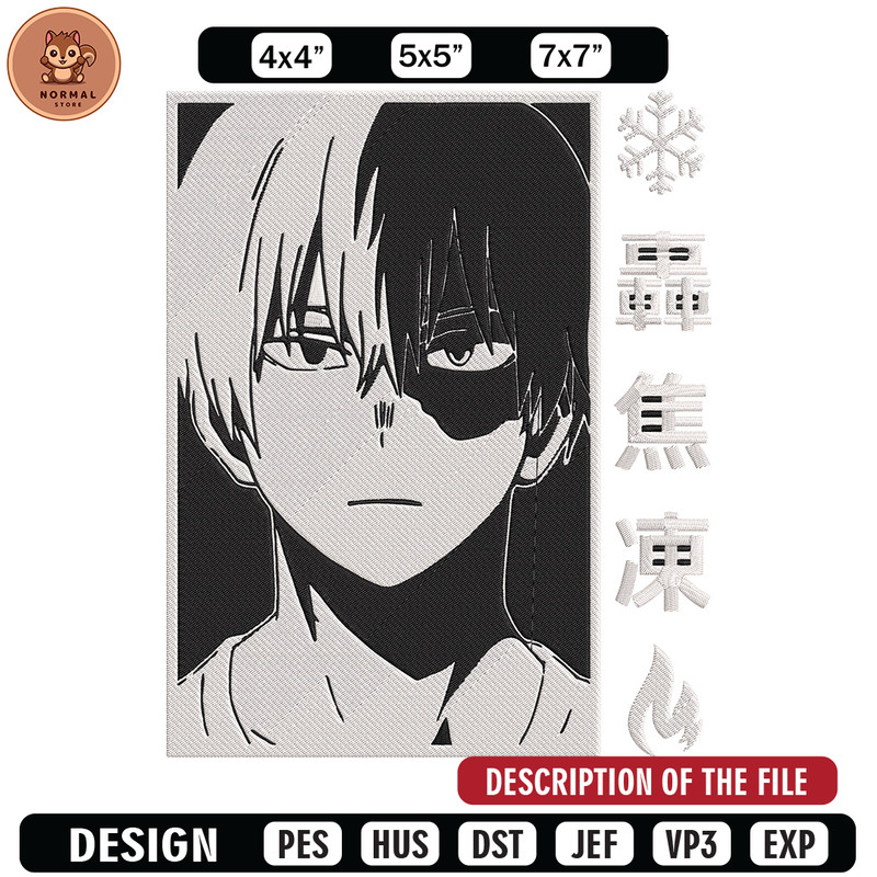 Shouto poster Embroidery Design, Mha Embroidery, Embroidery File, Anime Embroidery, Anime shirt, Digital download.jpg