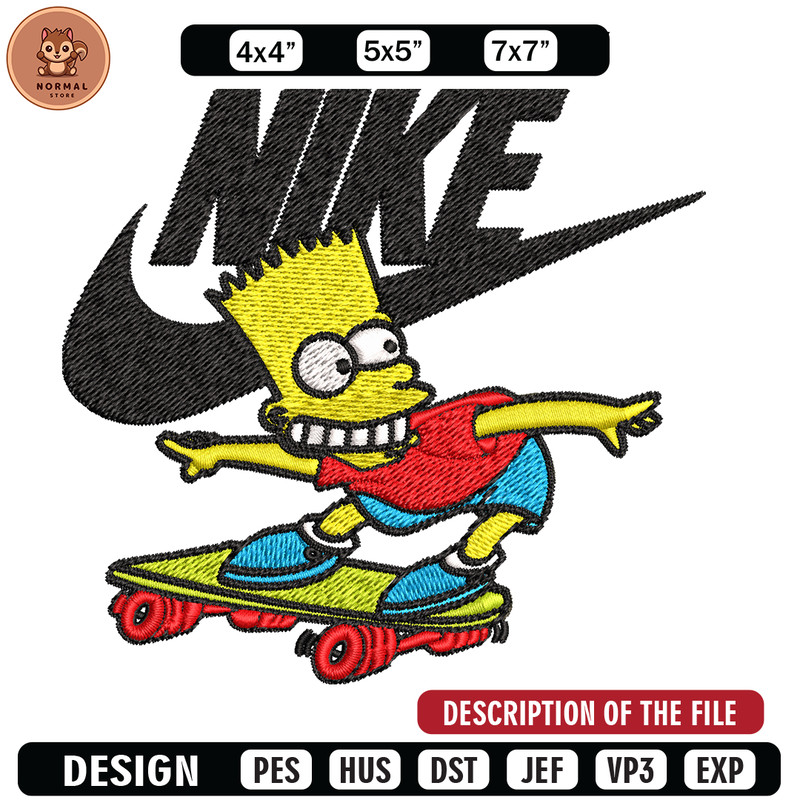 Simpson funny Nike Embroidery design, Simpson cartoon Embroidery, Nike design, Embroidery file, Instant download..jpg