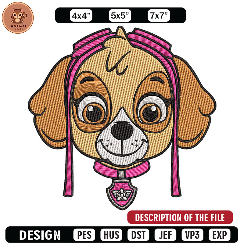 Skye dog Embroidery Design, Paw patrol Embroidery, Embroidery File, Anime Embroidery, Anime shirt, Digital download..jpg