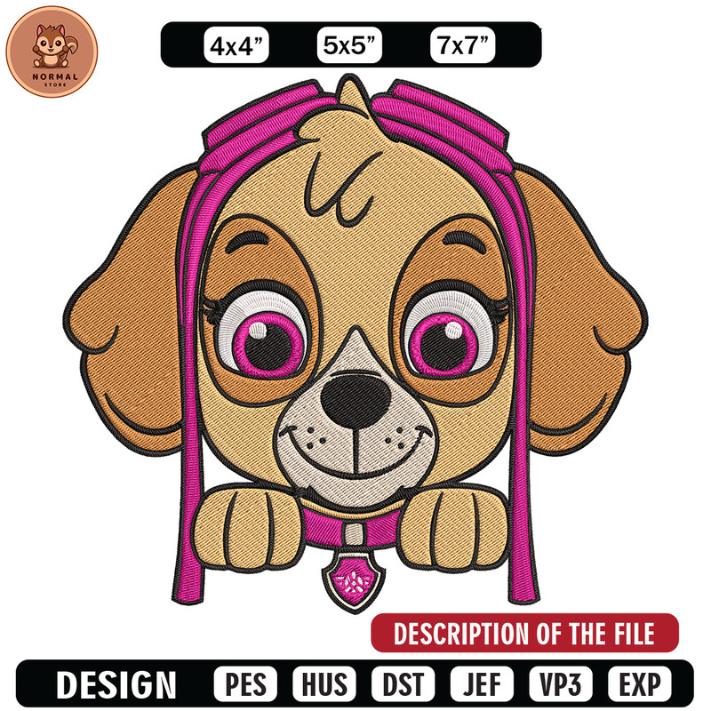 Skye dog Embroidery Design, Paw patrol Embroidery, Embroidery File, Anime Embroidery, Anime shirt, Digital download.jpg