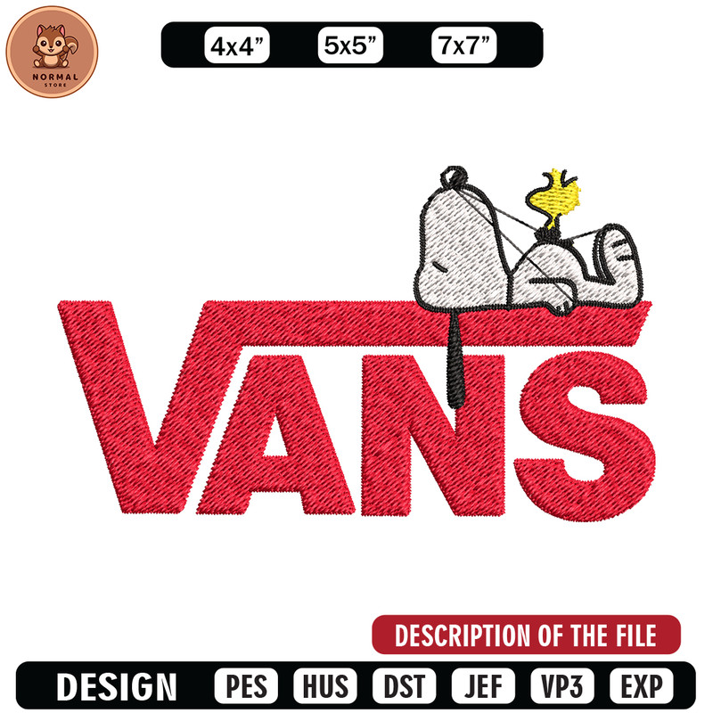 Snoopy Vans Embroidery design, Snoopy Vans Embroidery, cartoon design, Embroidery File, Vans logo, Digital download..jpg