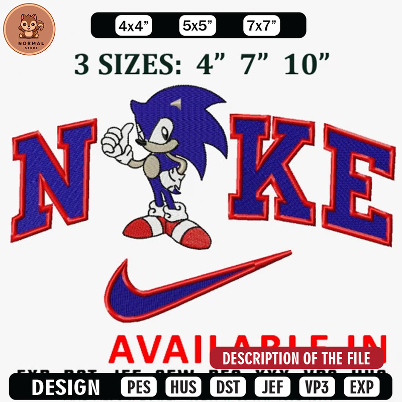 Sonic x nike embroidery design, Embroidered shirt, Brand Embroidery, Brand design, Brand shirt, digital download.jpg