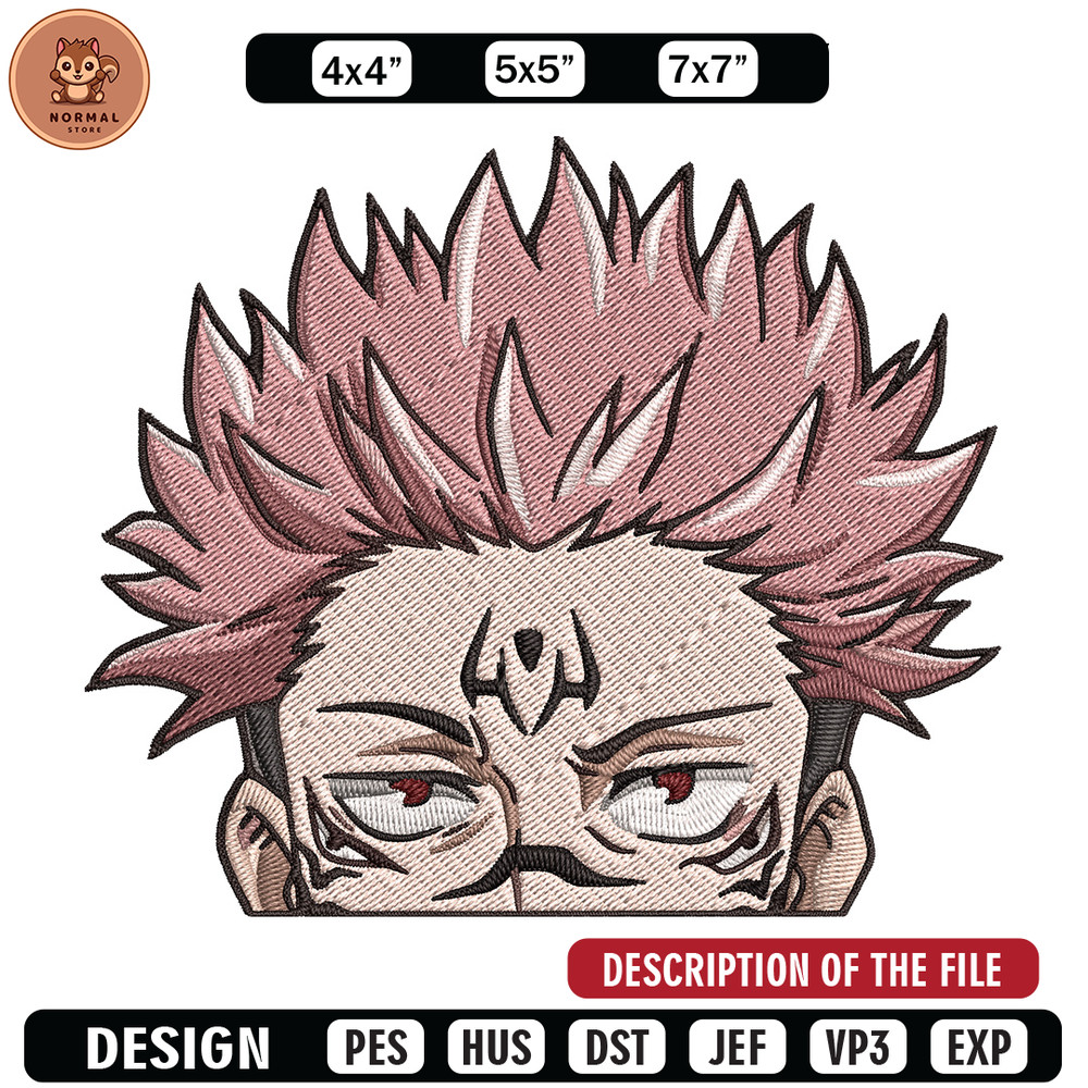 Sukuna Peeker Embroidery Design, Jujutsu Embroidery, Embroidery File, Anime Embroidery, Anime shirt, Digital download.jpg
