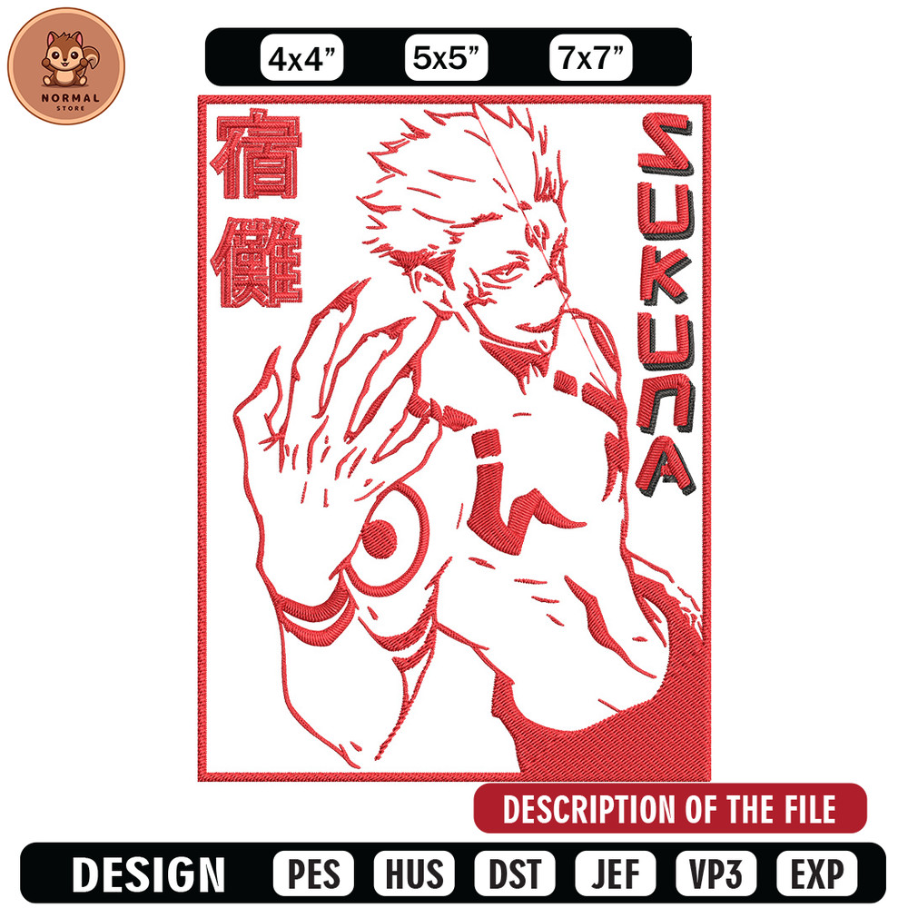 Sukuna poster Embroidery Design, Jujutsu Embroidery, Embroidery File, Anime Embroidery, Anime shirt, Digital download..jpg