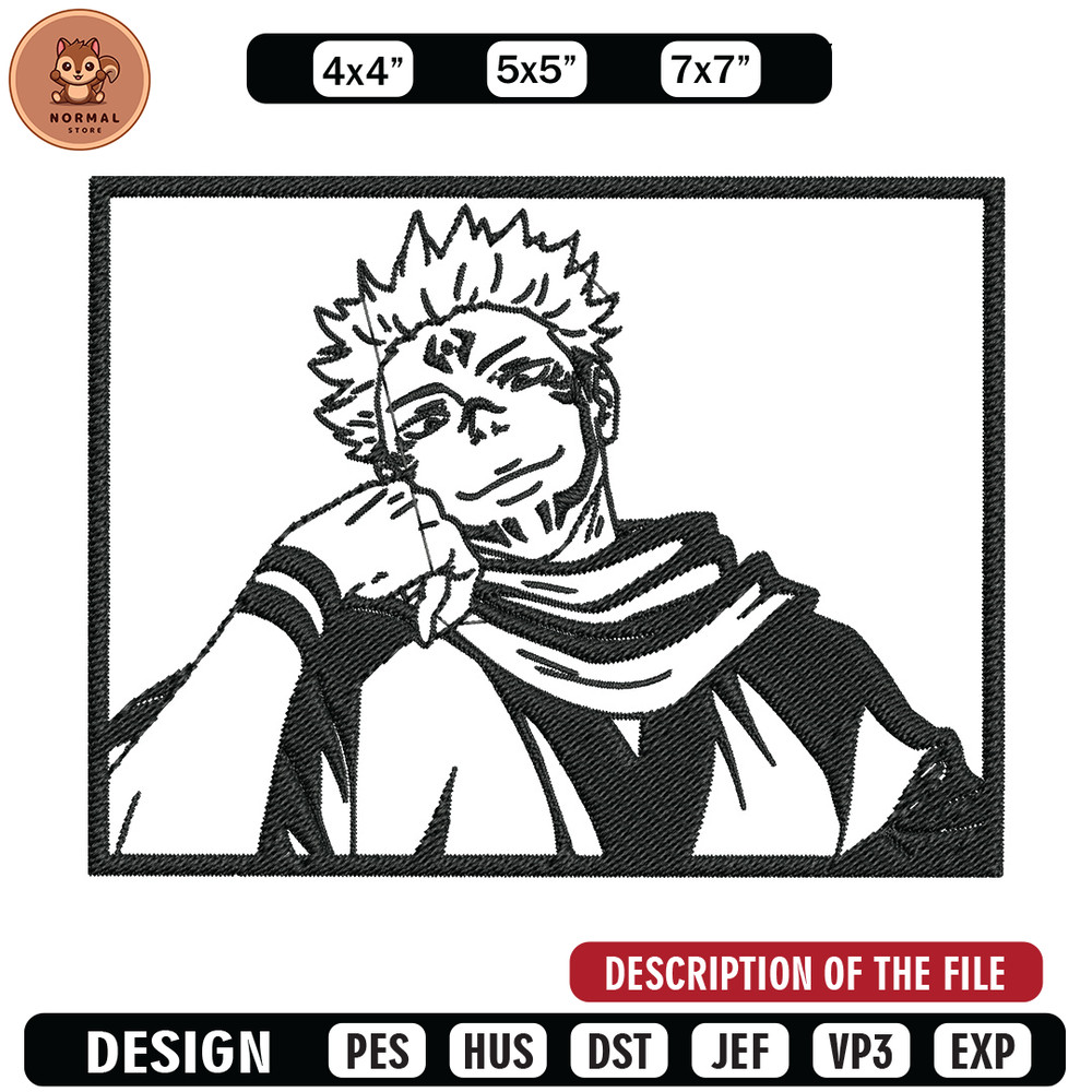 Sukuna rectangle Embroidery Design, Jujutsu Embroidery, Embroidery File, Anime Embroidery, Anime shirt, Digital download.jpg