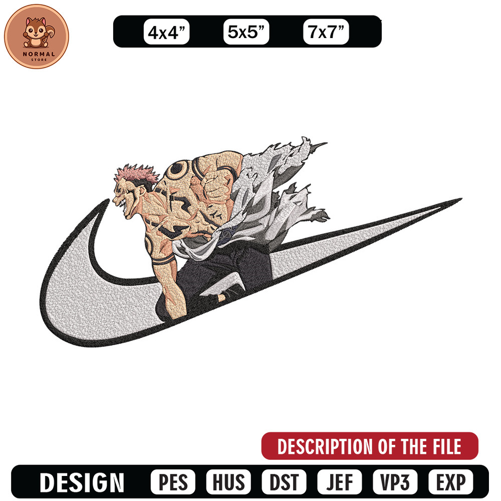 Sukuna x nike Embroidery Design, Jujutsu Embroidery, Embroidery File, Nike Embroidery, Anime shirt, Digital download.jpg