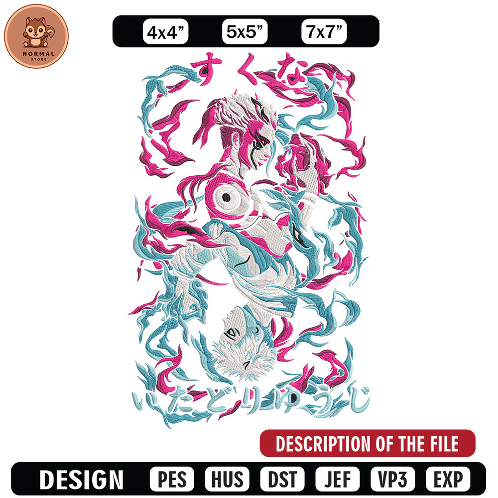 Sukuna x Yuji Embroidery Design, Jujutsu Embroidery,Embroidery File, Anime Embroidery, Anime shirt, Digital download.jpg