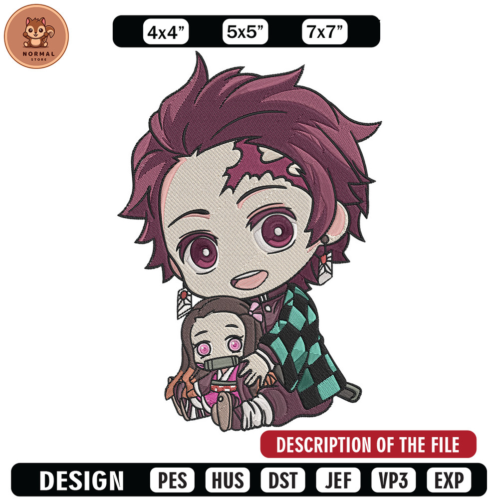 Tanjiro chibi Embroidery Design, Demon slayer Embroidery, Embroidery File, Anime Embroidery,Anime shirt,Digital download.jpg