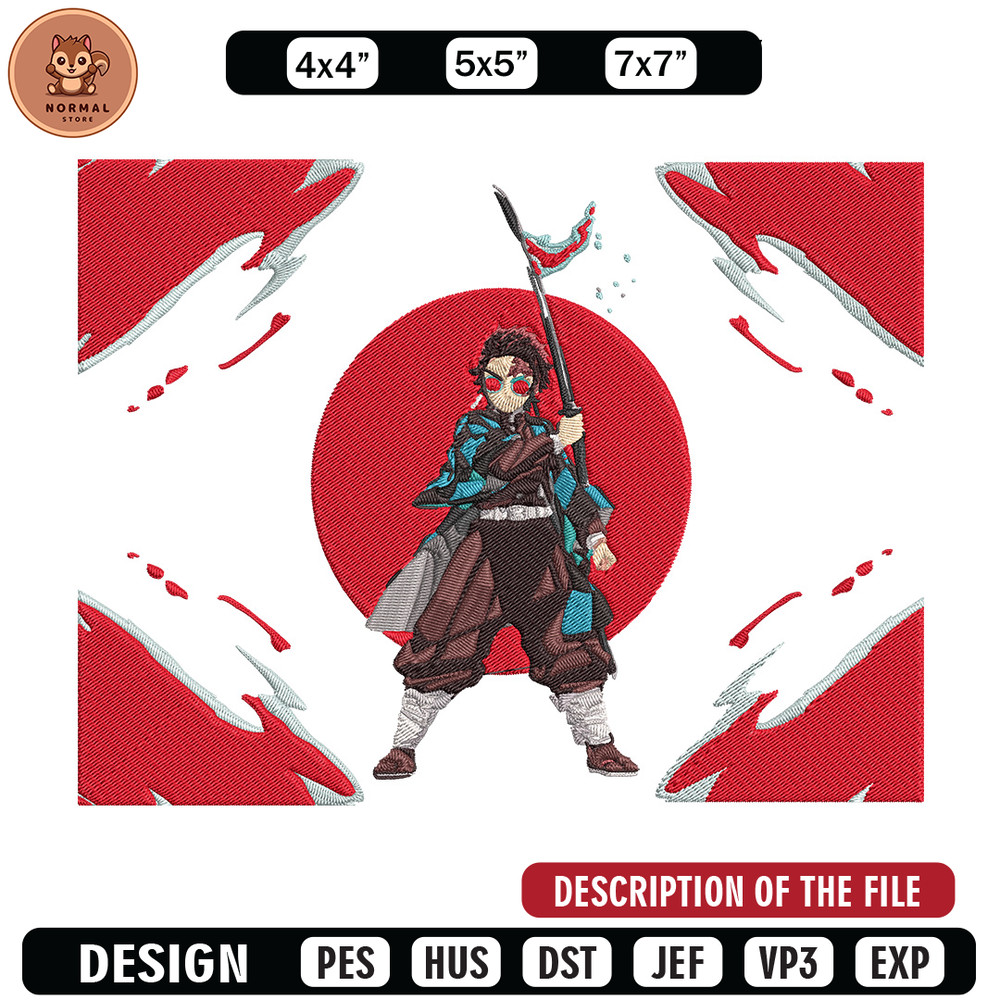 Tanjiro Embroidery Design, Demon slayer Embroidery, Embroidery File, Anime Embroidery, Anime shirt, Digital download.jpg