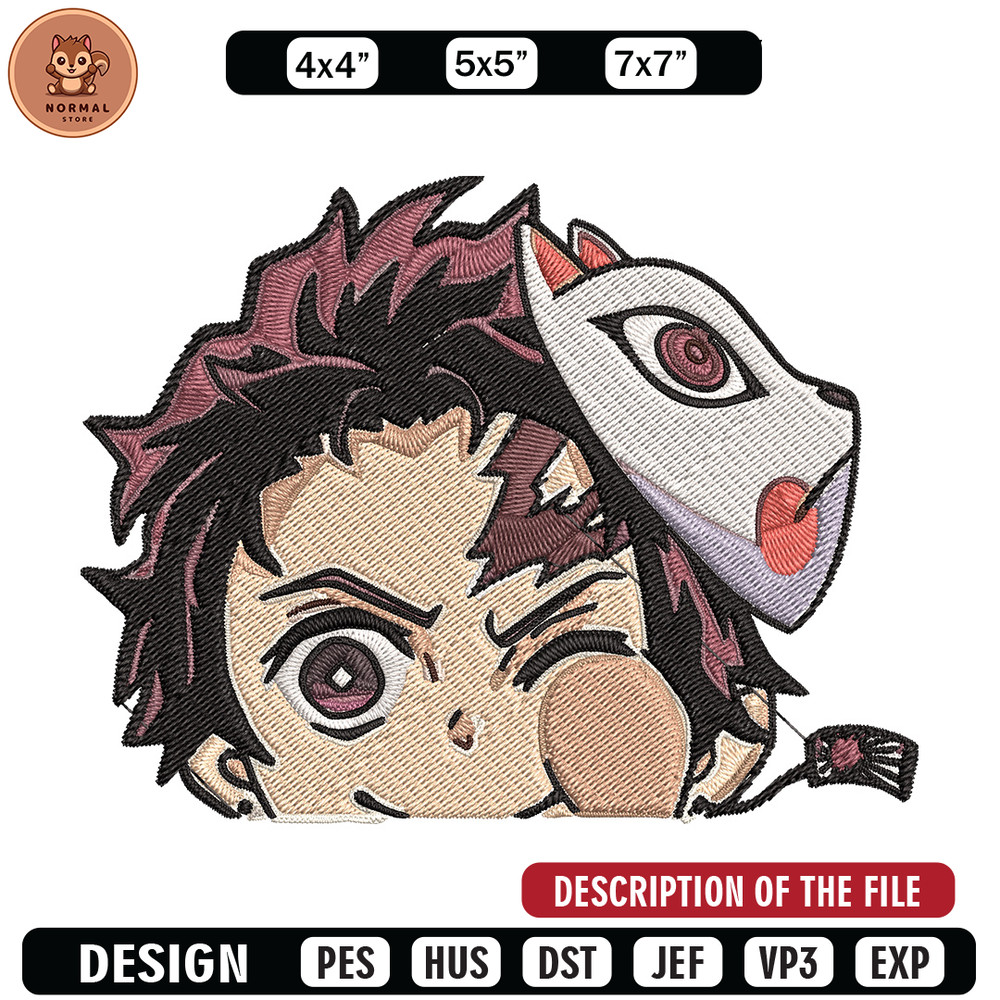 Tanjiro Peeker Embroidery Design, Demon slayer Embroidery, Embroidery File, Anime Embroidery, Digital download..jpg