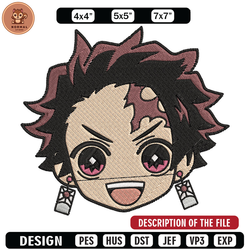 Tanjiro sticker Embroidery Design, Demon slayer Embroidery, Embroidery File, Anime Embroidery, Digital download.jpg