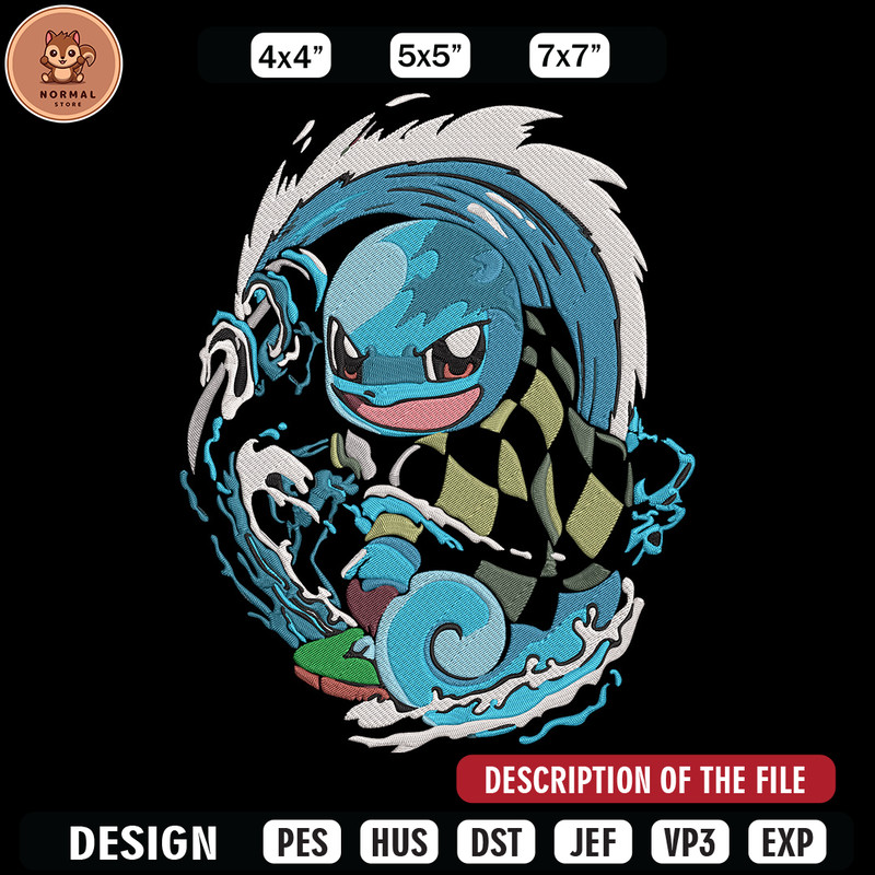 Tanjiro x Squirtle Embroidery Design, Pokemon Embroidery, Embroidery File, Anime Embroidery,Anime shirt,Digital download.jpg