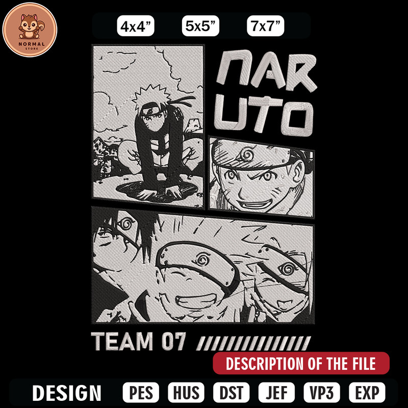 Team 07 naruto Embroidery Design, Naruto Embroidery, Embroidery File, Anime Embroidery, Anime shirt, Digital download.jpg