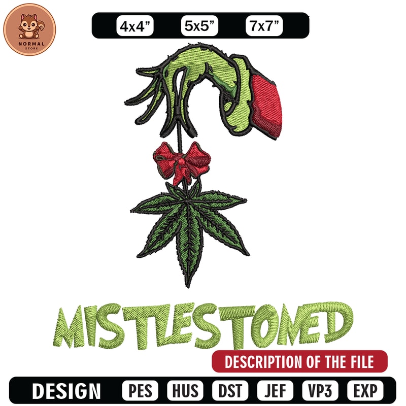 The Grinch Mistlestoned Embroidery design, Grinch christmas Embroidery, Grinch design, logo shirt, Digital download..jpg