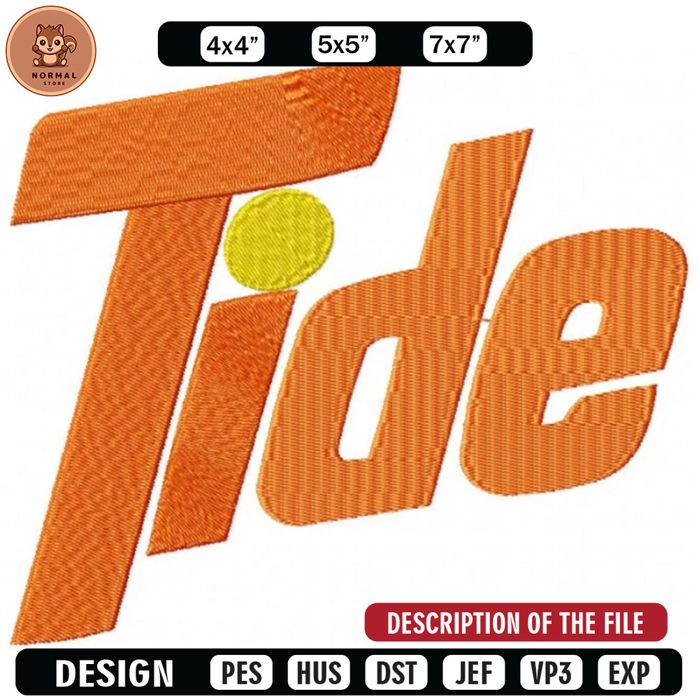 Tide embroidery design, Embroidery design, Sale design, Embroidered shirt, Logo Embroidered, digital download.jpg