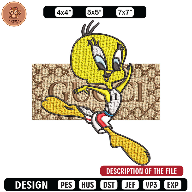 Tweety Gucci Embroidery design, Tweety Gucci cartoon Embroidery, cartoon design, Embroidery File, Digital download..jpg