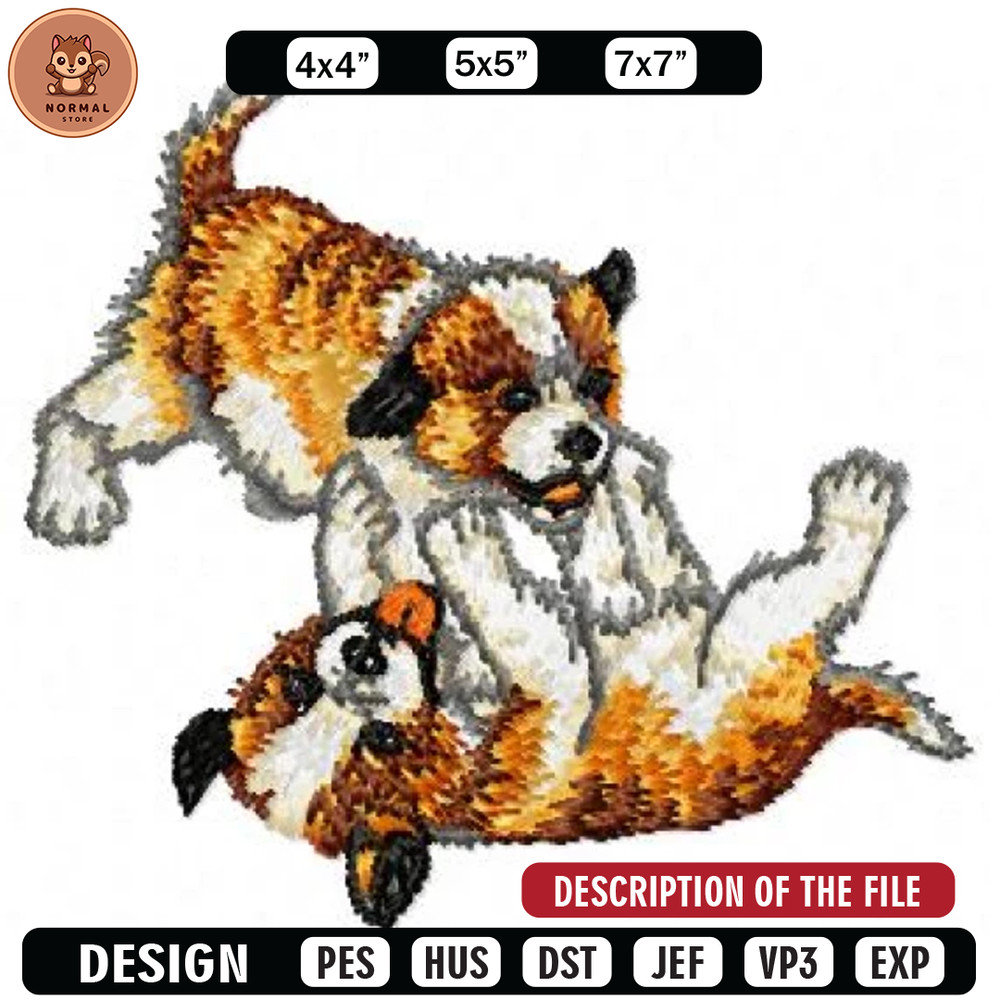 Two baby dog embroidery design, Embroidery design, Sale design, Embroidered shirt, Animal Embroidered, digital download.jpg