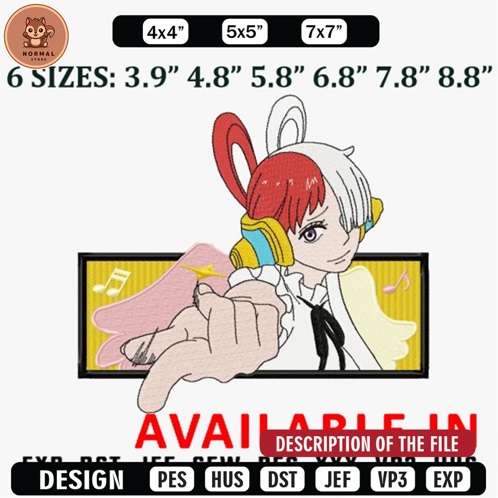 Uta one piece frame embroidery design, Anime Embroidery, Anime shirt, Anime design, Embroidered shirt, digital download.jpg