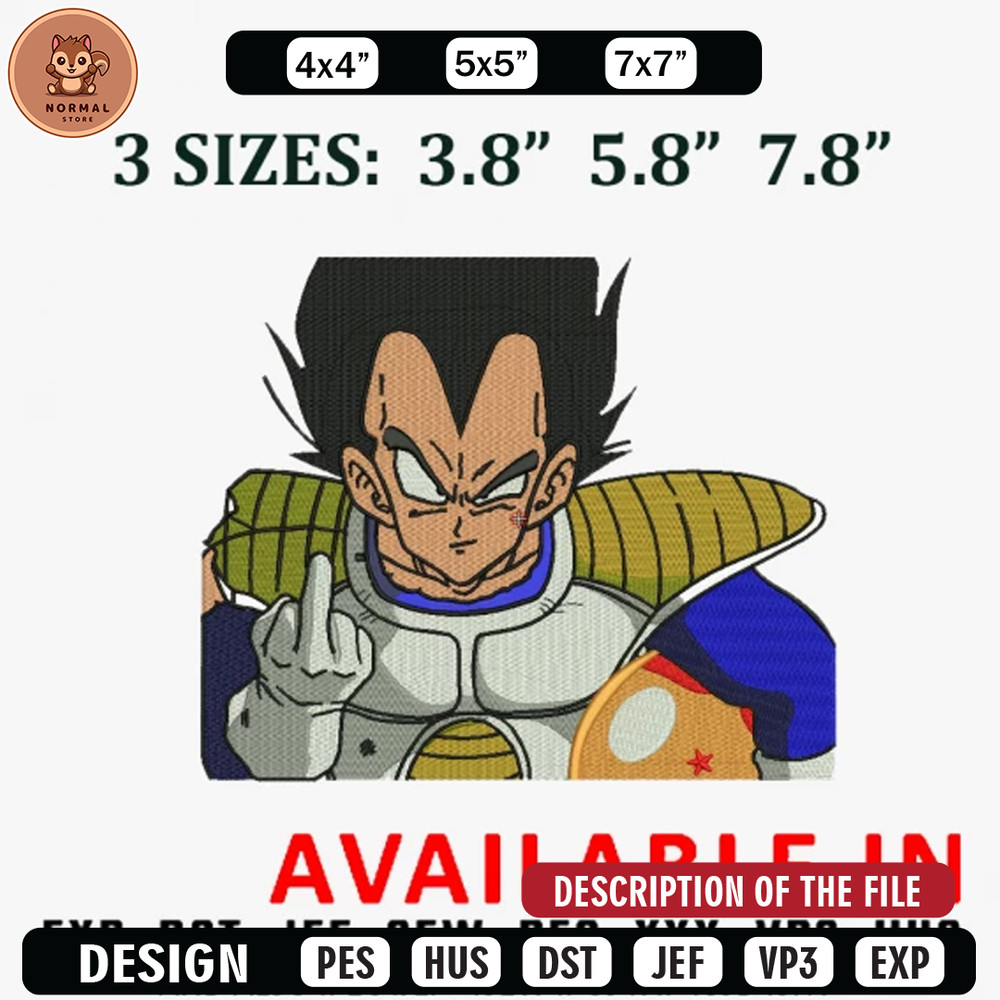 Vegeta frame embroidery design, Anime Embroidery, Anime shirt, Anime design, Embroidered shirt, digital download.jpg