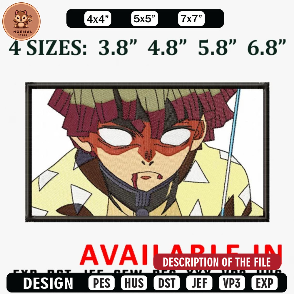 Zenitsu rectangle embroidery design, Anime Embroidery, Anime design, Embroidered shirt, Anime shirt, digital download.jpg