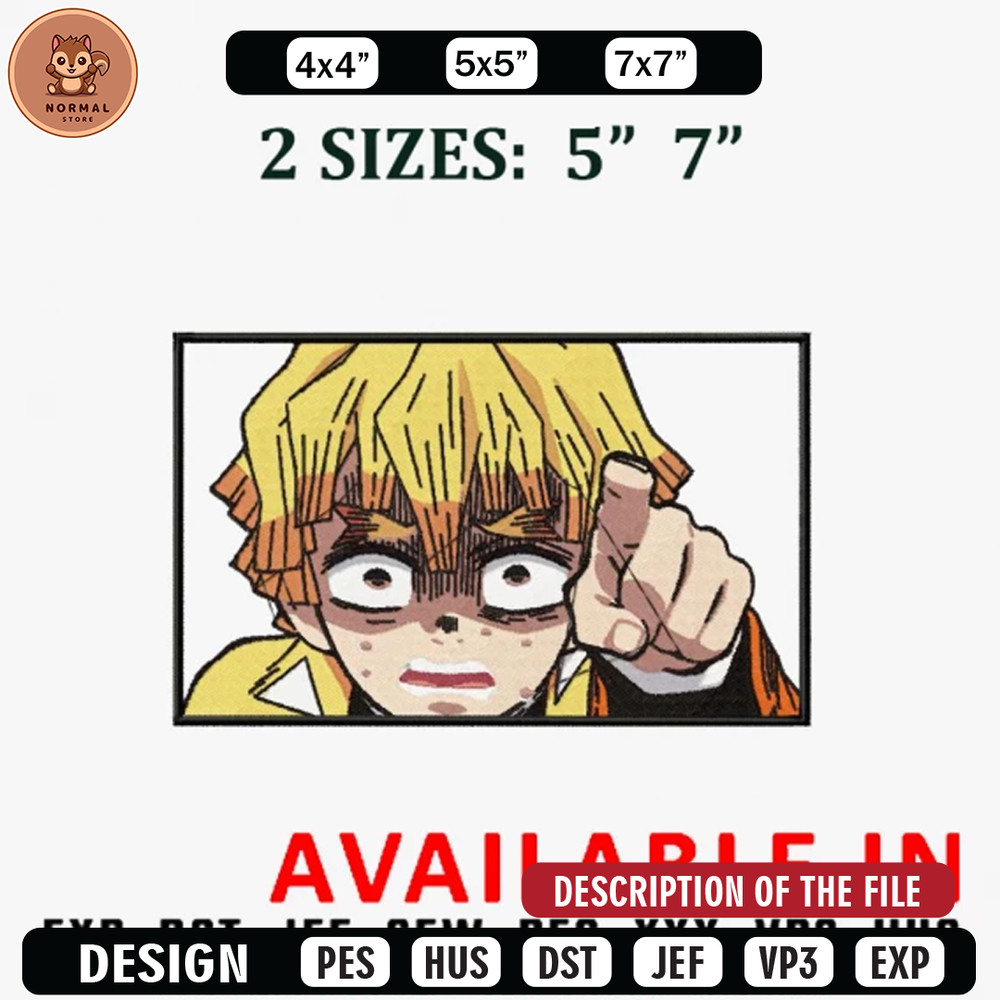 Zenitsu scare embroidery design, Anime Embroidery,Anime shirt, Anime design, Embroidered shirt, digital download.jpg