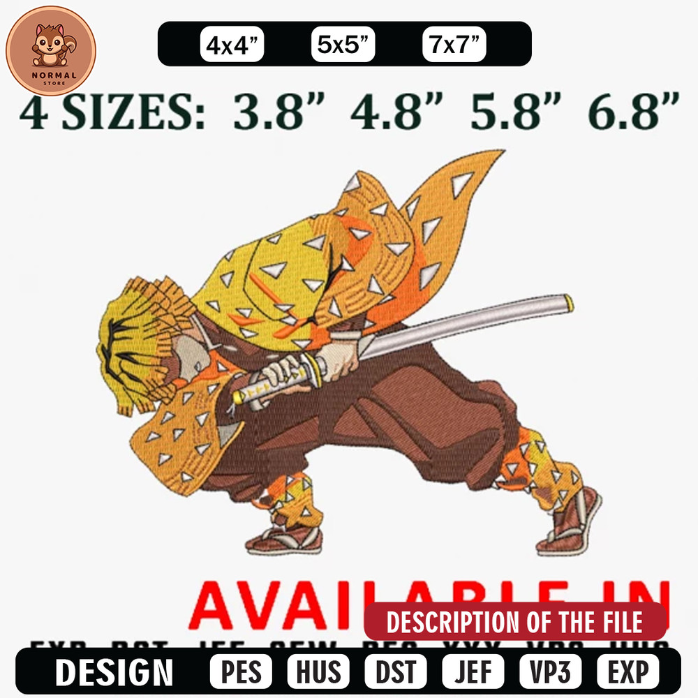 Zenitsu sleep attack embroidery design, Anime Embroidery, Anime design, Embroidered shirt, Anime shirt, digital download.jpg