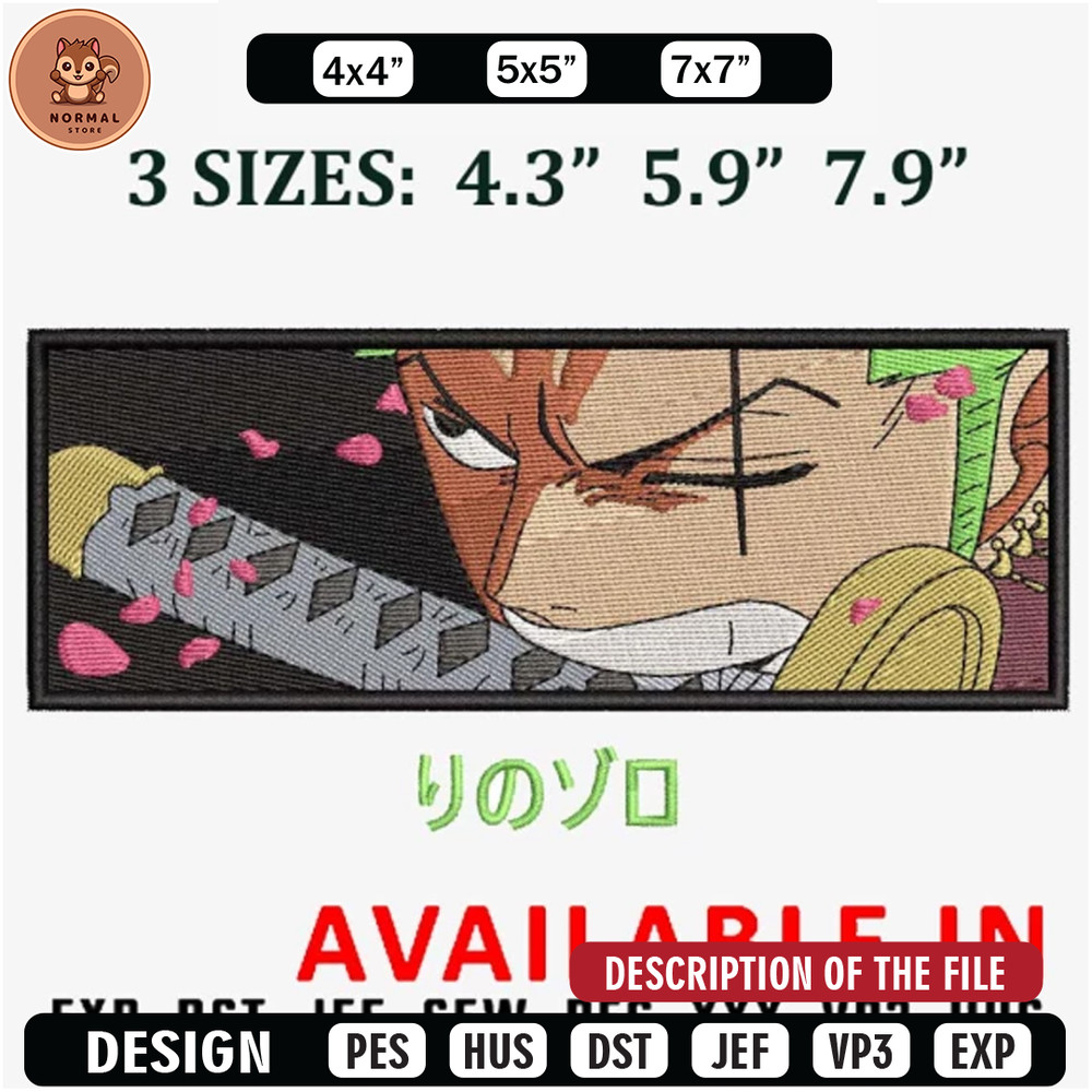 Zoro priate embroidery design, Anime Embroidery, Anime design, Embroidered shirt, Anime shirt, digital download.jpg