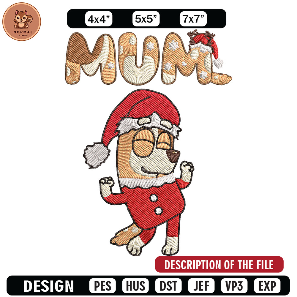 Chilli mom Embroidery Design, Bluey Embroidery, Embroidery File, Chrismas Embroidery, Anime shirt, Digital download.jpg