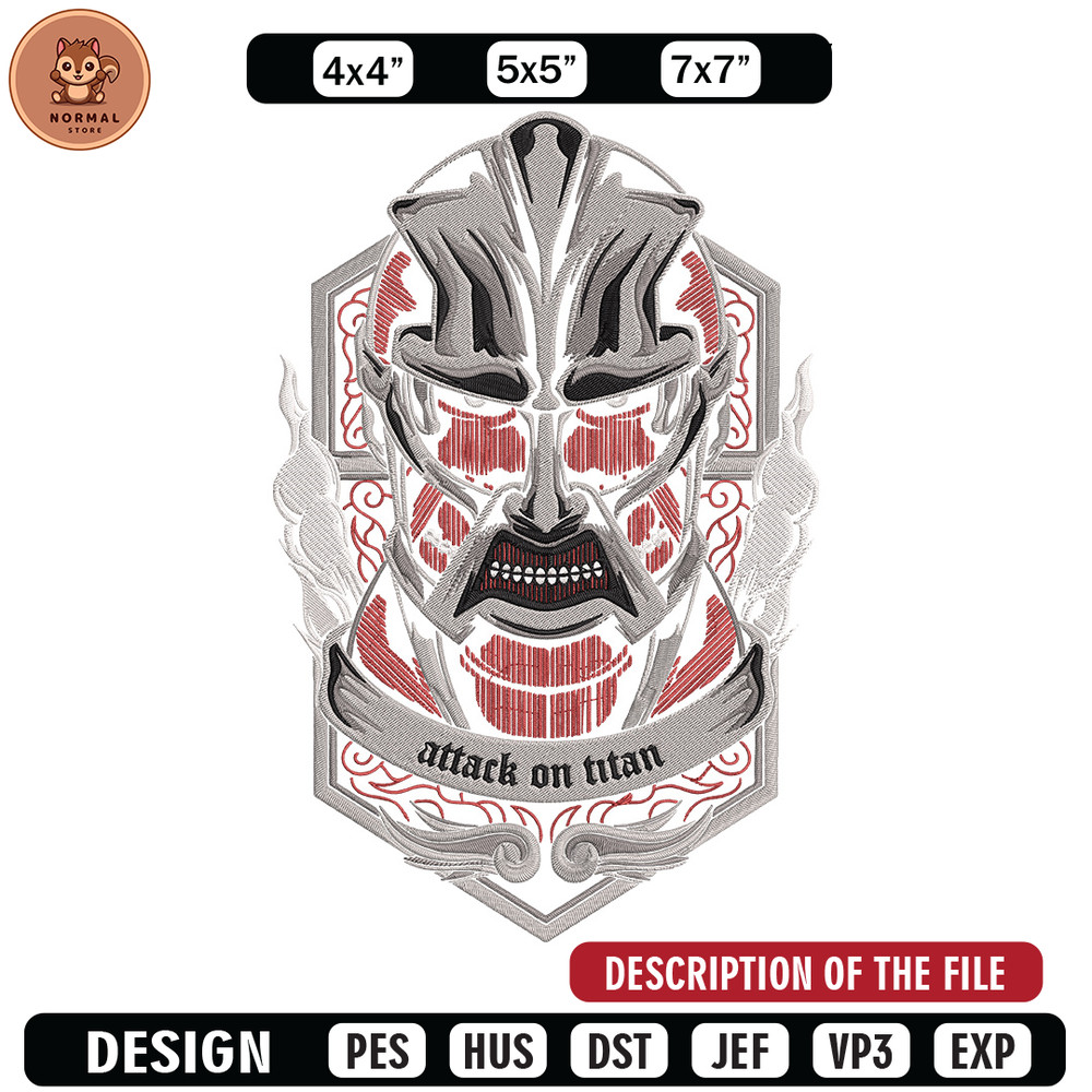 Colossal poster Embroidery Design, Aot Embroidery, Embroidery File, Anime Embroidery, Anime shirt, Digital download.jpg