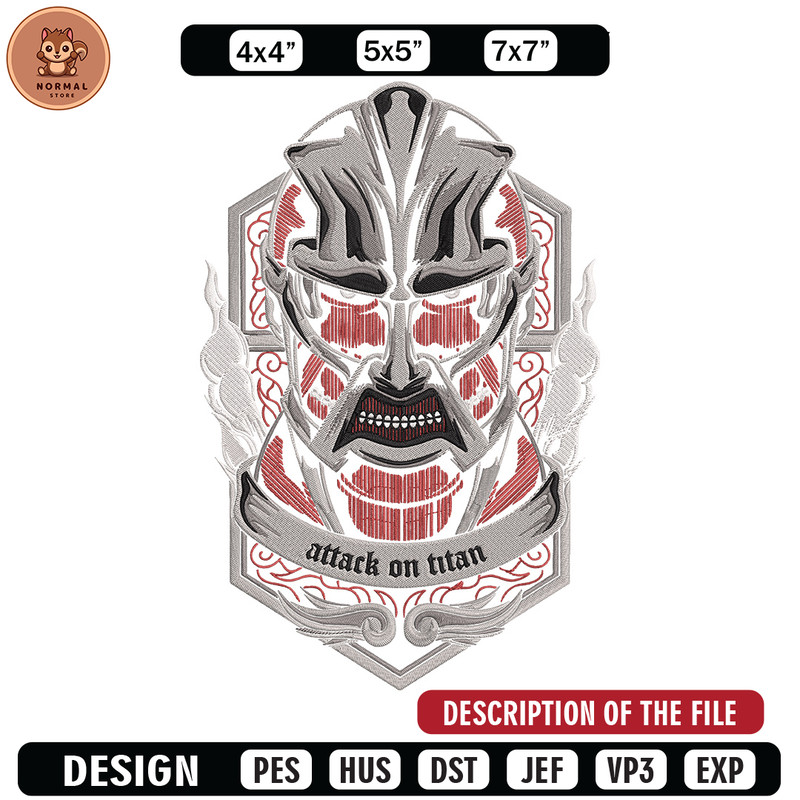 Colossal poster Embroidery Design, Aot Embroidery, Embroidery File, Anime Embroidery, Anime shirt, Digital download.jpg