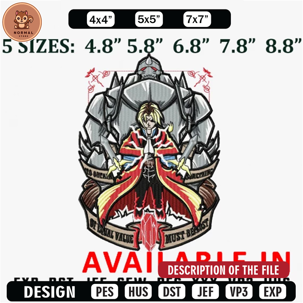 Cool fullmetal embroidery design, Anime design, Embroidered shirt, Anime shirt, Anime Embroidery, digital download.jpg