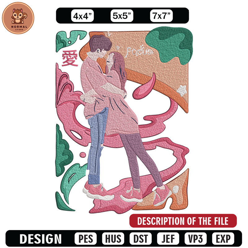 Couple poster Embroidery Design, Couple Embroidery, Embroidery File, Anime Embroidery, Anime shirt, Digital download.jpg