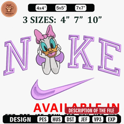 daisy duck x nike embroidery design, brand design, embroidered shirt, brand shirt, brand embroidery, digital download