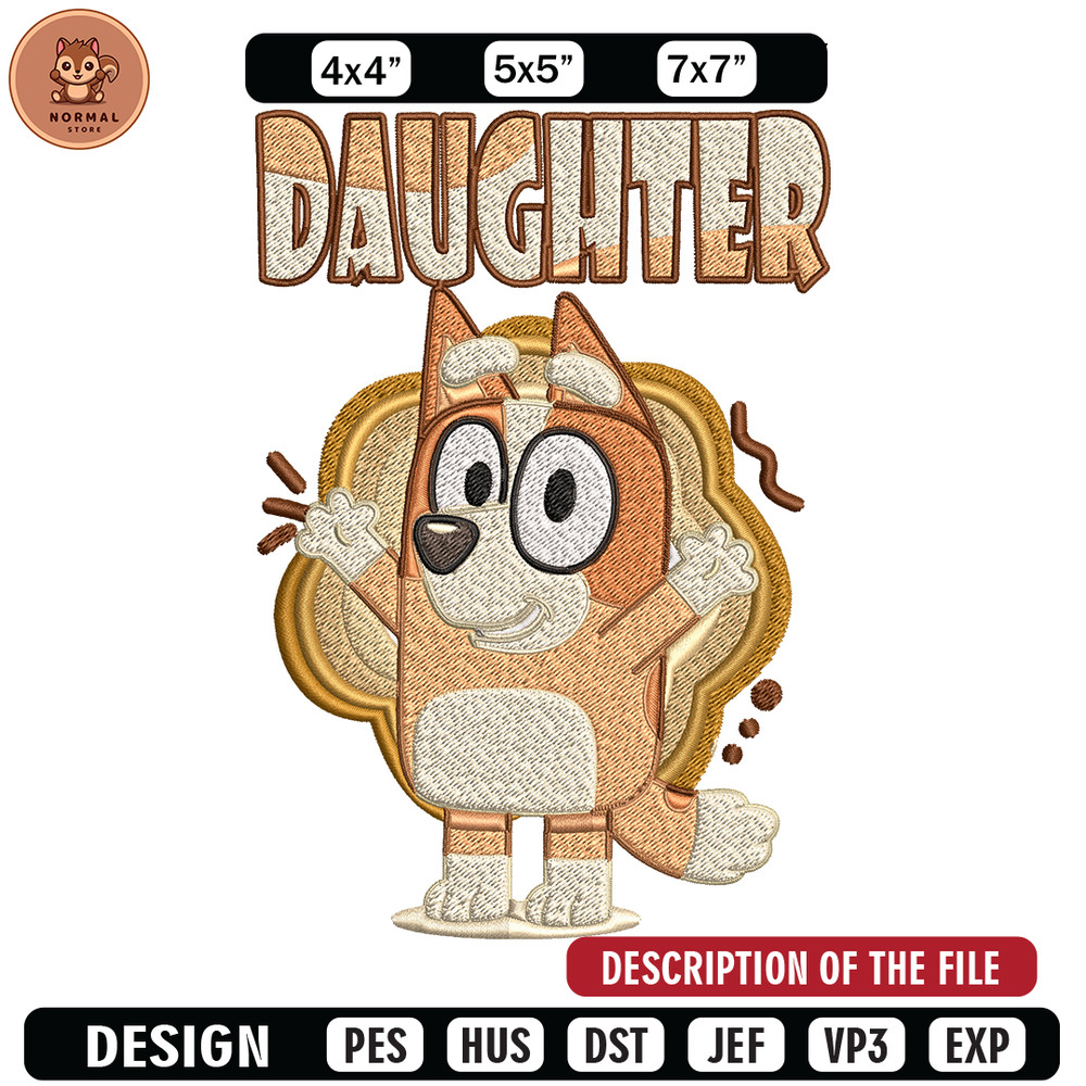 Daughter bluey Embroidery, Bluey Embroidery, cartoon Embroidery, cartoon shirt, Embroidery File, Instant download..jpg