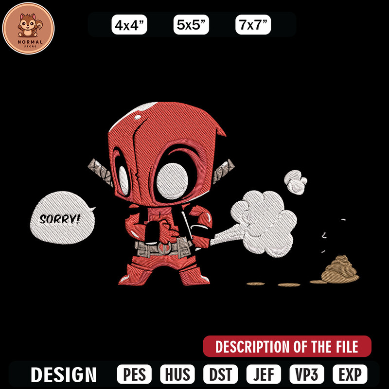 Deadpool chibi Embroidery Design, Deadpool Embroidery, Embroidery File, Anime Embroidery, Anime shirt, Digital download.jpg