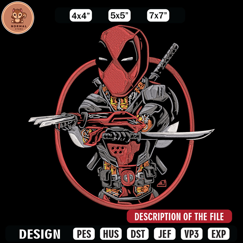 Deadpool circle Embroidery Design, Deadpool Embroidery, Embroidery File, Anime Embroidery, Anime shirt, Digital download.jpg