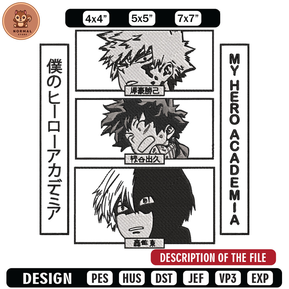 Deku friends Embroidery Design, Mha Embroidery, Embroidery File, Anime Embroidery, Anime shirt, Digital download..jpg