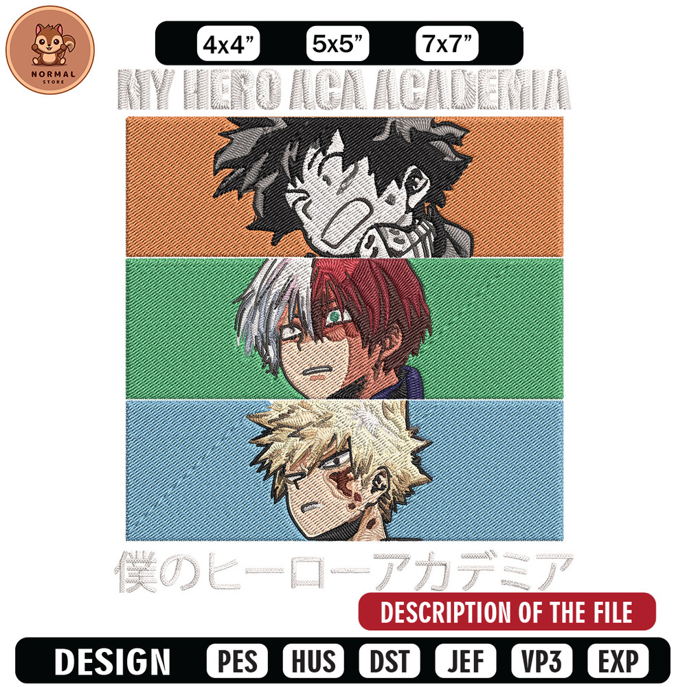Deku friends Embroidery Design, Mha Embroidery, Embroidery File, Anime Embroidery, Anime shirt, Digital download.jpg