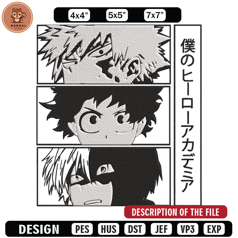Deku friends Embroidery Design, Mha Embroidery, Embroidery File, Anime Embroidery, Anime shirt,Digital download..jpg