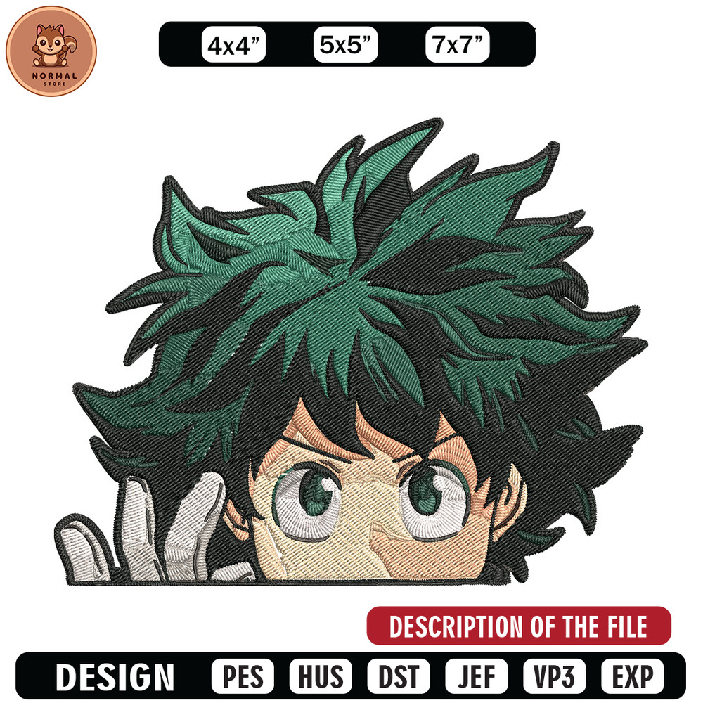 Deku Peek Embroidery Design, Mha Embroidery, Embroidery File, Anime Embroidery, Anime shirt, Digital download.jpg