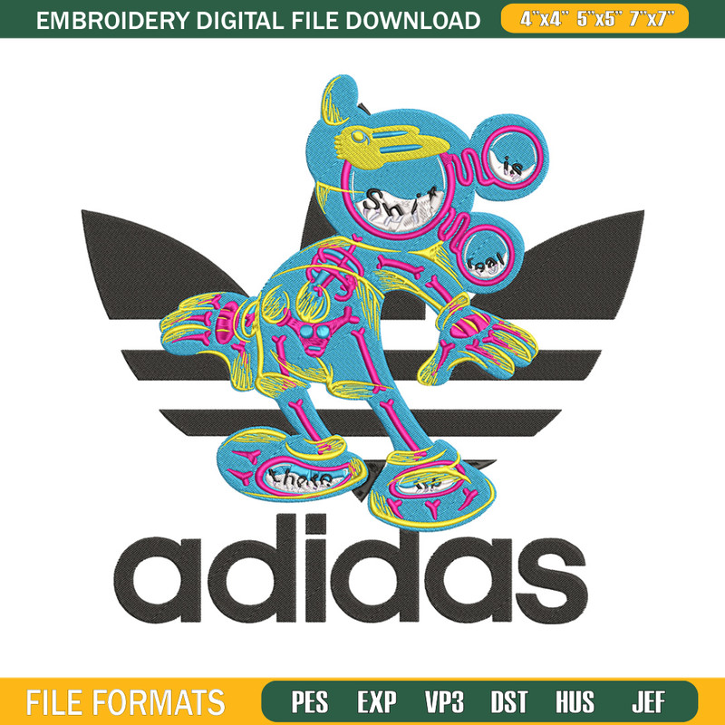Adidas mickey Embroidery Design, Mickey Embroidery, Embroidery File, Adidas Embroidery, Anime shirt, Digital download.jpg