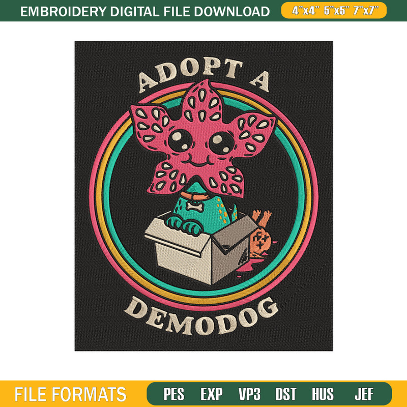 Adpot a demodog Embroidery Design, Demodog Embroidery, Embroidery File, Anime Embroidery, Anime shirt, Digital download.jpg