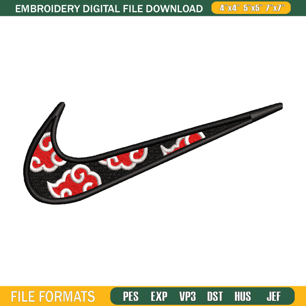 Akatsuki Nike embroidery design, Naruto embroidery, Nike design, anime design, anime shirt, Digital download.jpg