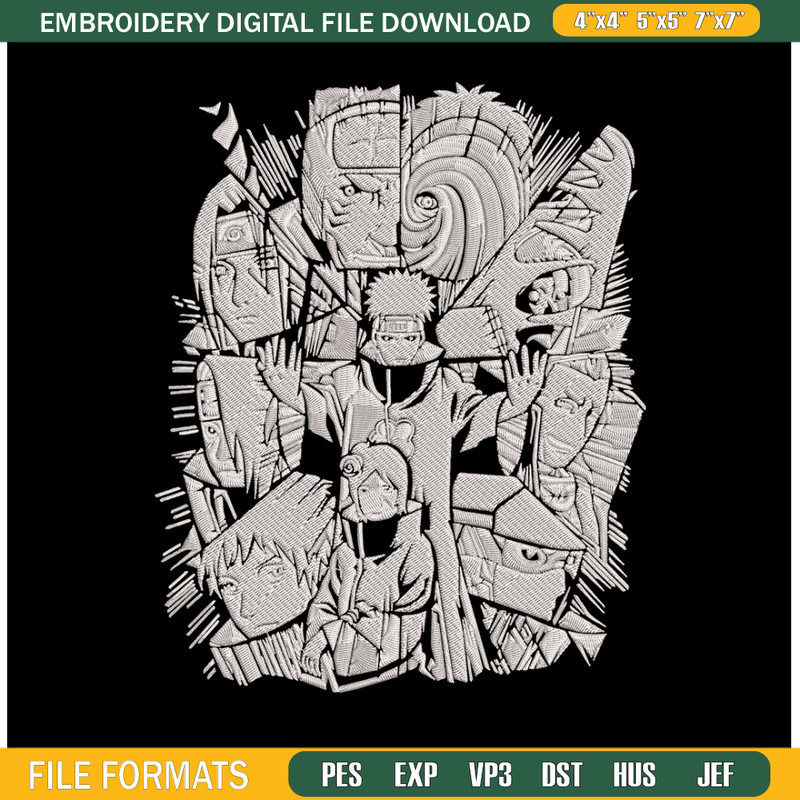 Akatsuki poster Embroidery Design, Naruto Embroidery, Embroidery File, Anime Embroidery, Anime shirt, Digital download.jpg