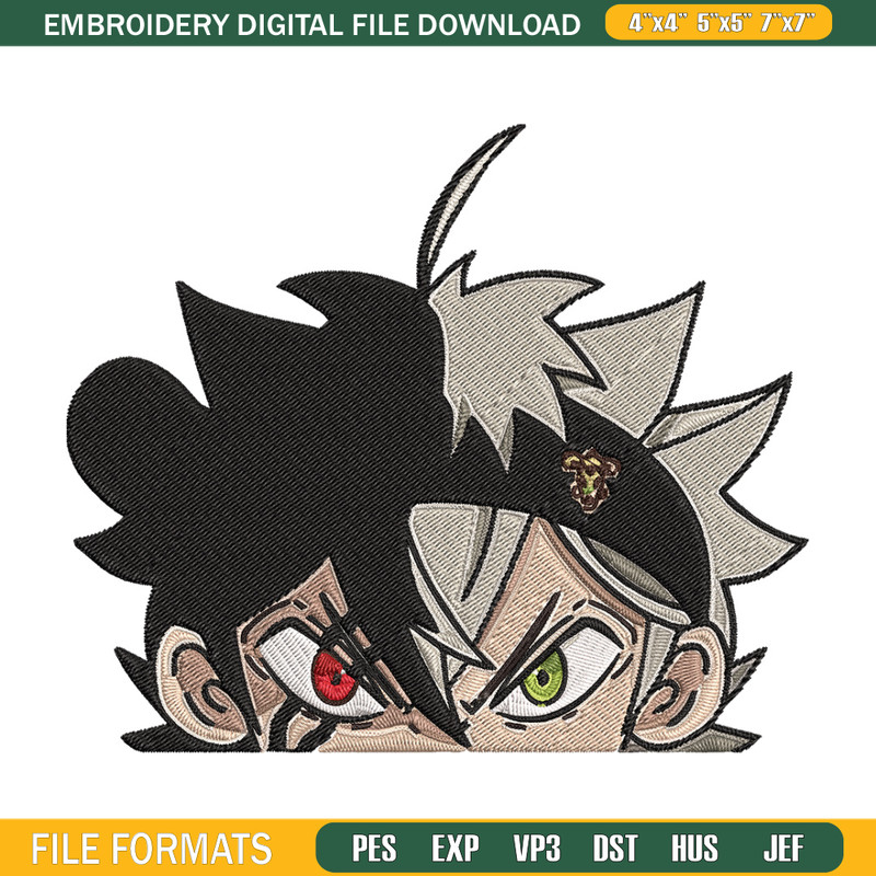 Asta Peeker Embroidery Design, Black clover Embroidery, Embroidery File, Anime Embroidery, Anime shirt,Digital download.jpg