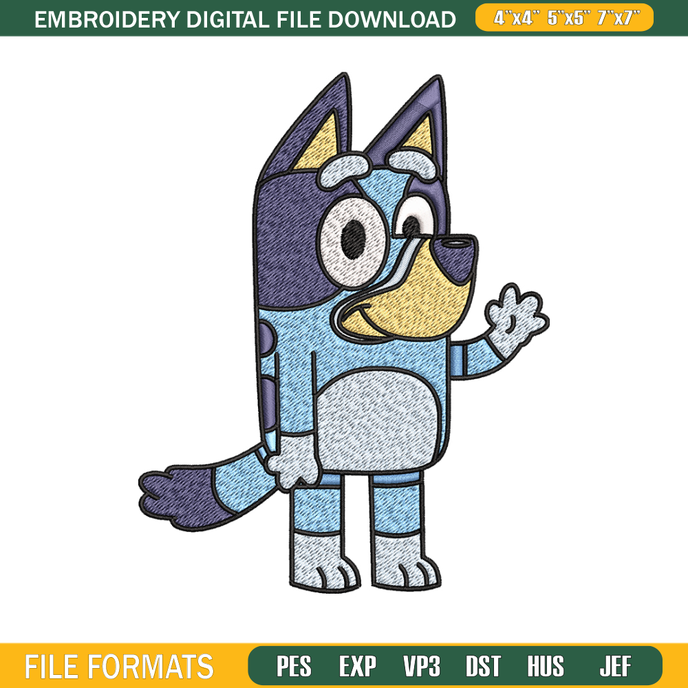 Bandit Heeler Embroidery, Bandit Heeler Embroidery, Embroidery File, cartoon design, cartoon shirt, Digital download..jpg