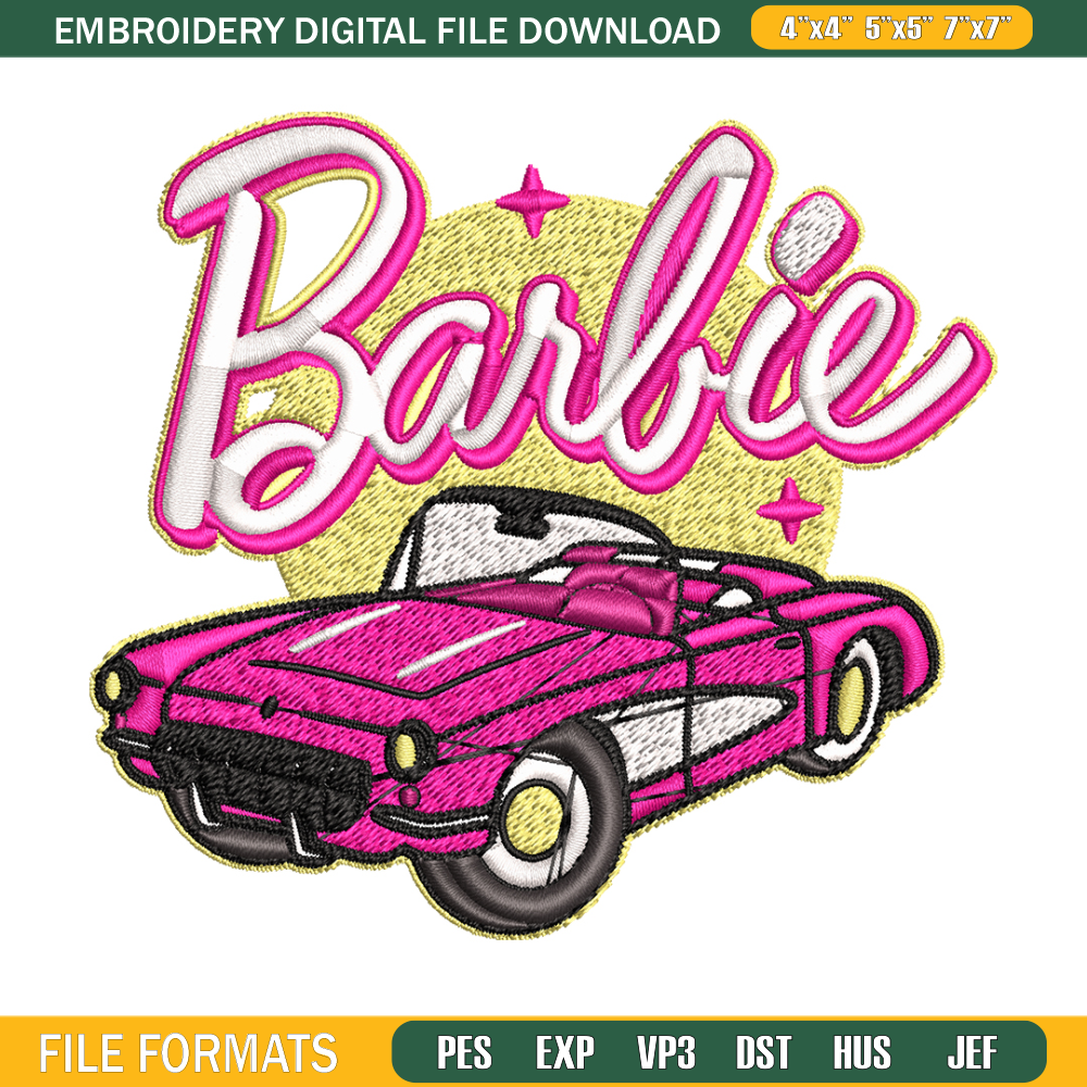 Barbie Girl Pink Car Embroidery, Barbie Girl Pink Car Embroidery, logo design, Embroidery File, Digital download..jpg