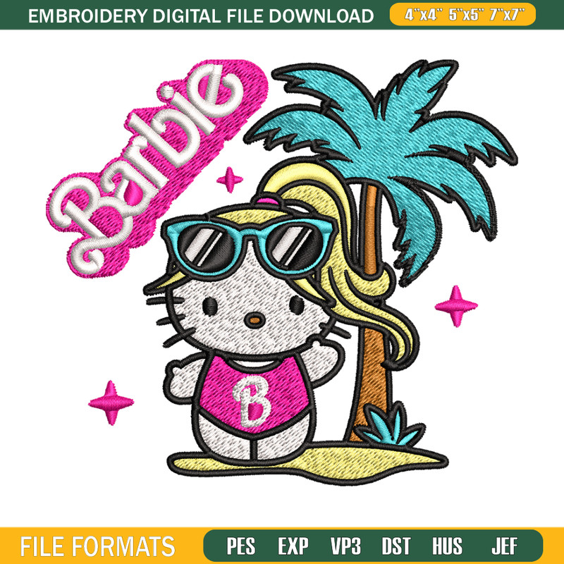 Barbie Hallokitty Embroidery design, Barbie girl Embroidery, logo design, Embroidery File, logo shirt, Digital download..jpg