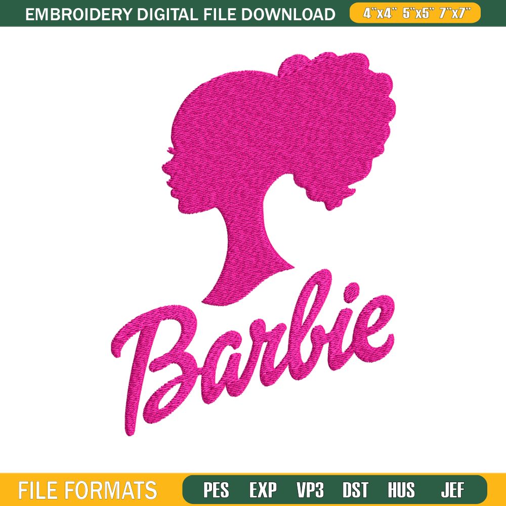 Barbie logo and her Embroidery, Barbie logo Embroidery, logo design, Embroidery File, logo shirt, Digital download. 1.jpg